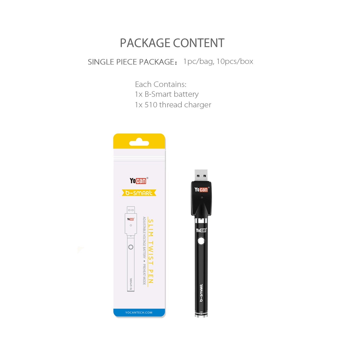 Batería para cartucho de extracto YoCan B-Smart con cargador - Fritos Club Smoke Shop