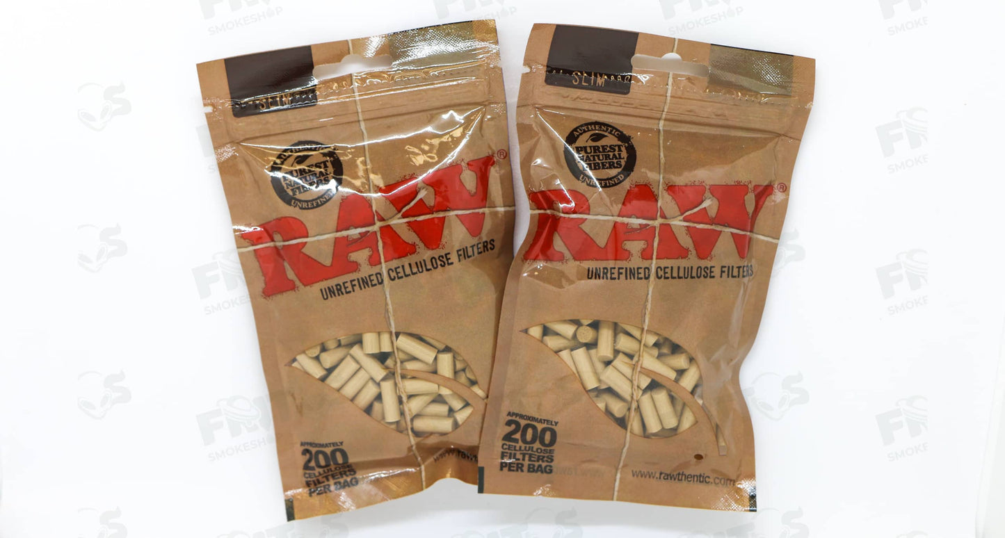RAW Filtros de celulosa Slim 200 filtros - Fritos Club Smoke Shop
