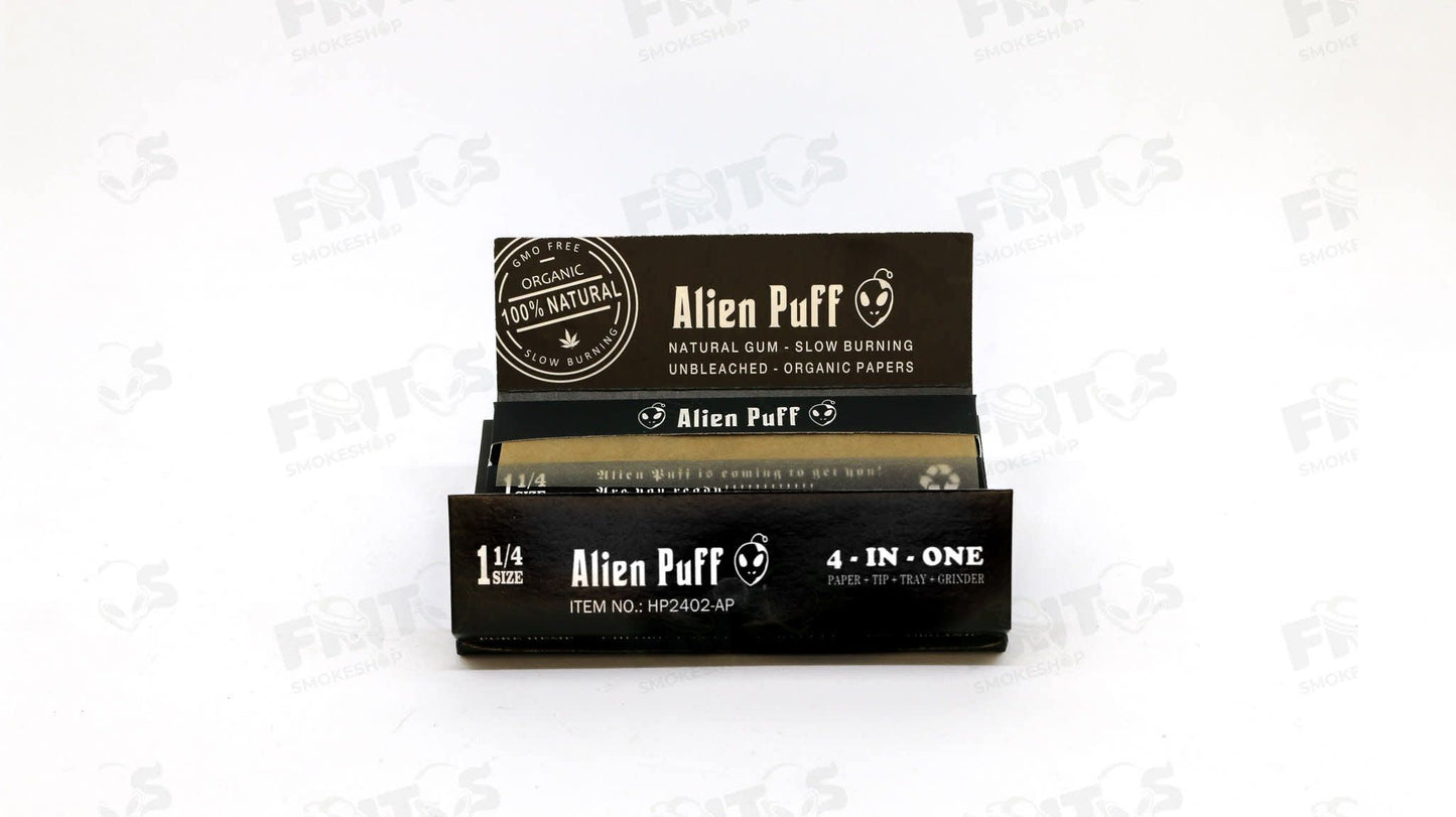 Alien Puff Kit 4 en 1 50 hojas + Grinder + Charola + Filtros 1¼ - Fritos Club Smoke Shop
