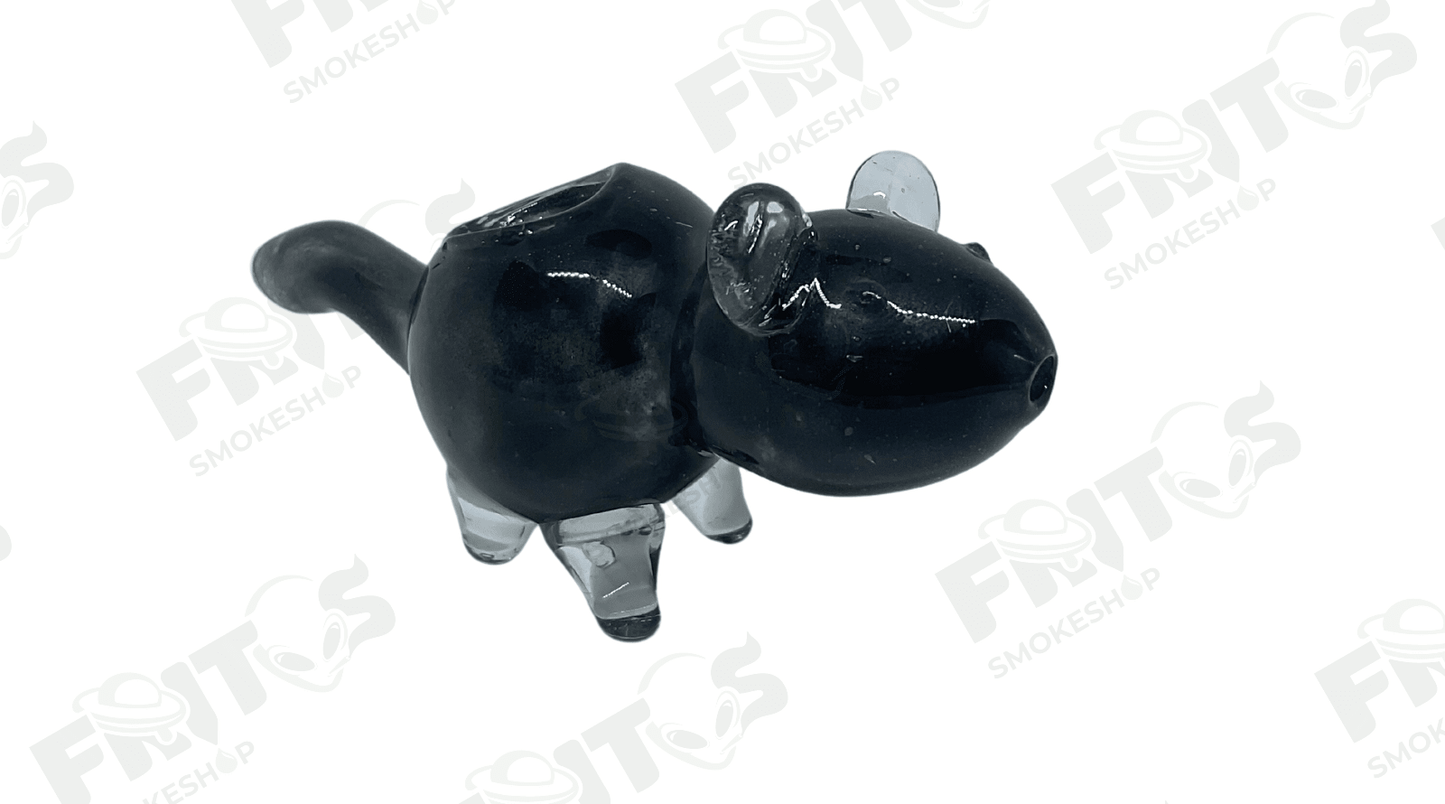 Pipa de vidrio con diseño de ratón negro - Fritos Club Smoke Shop