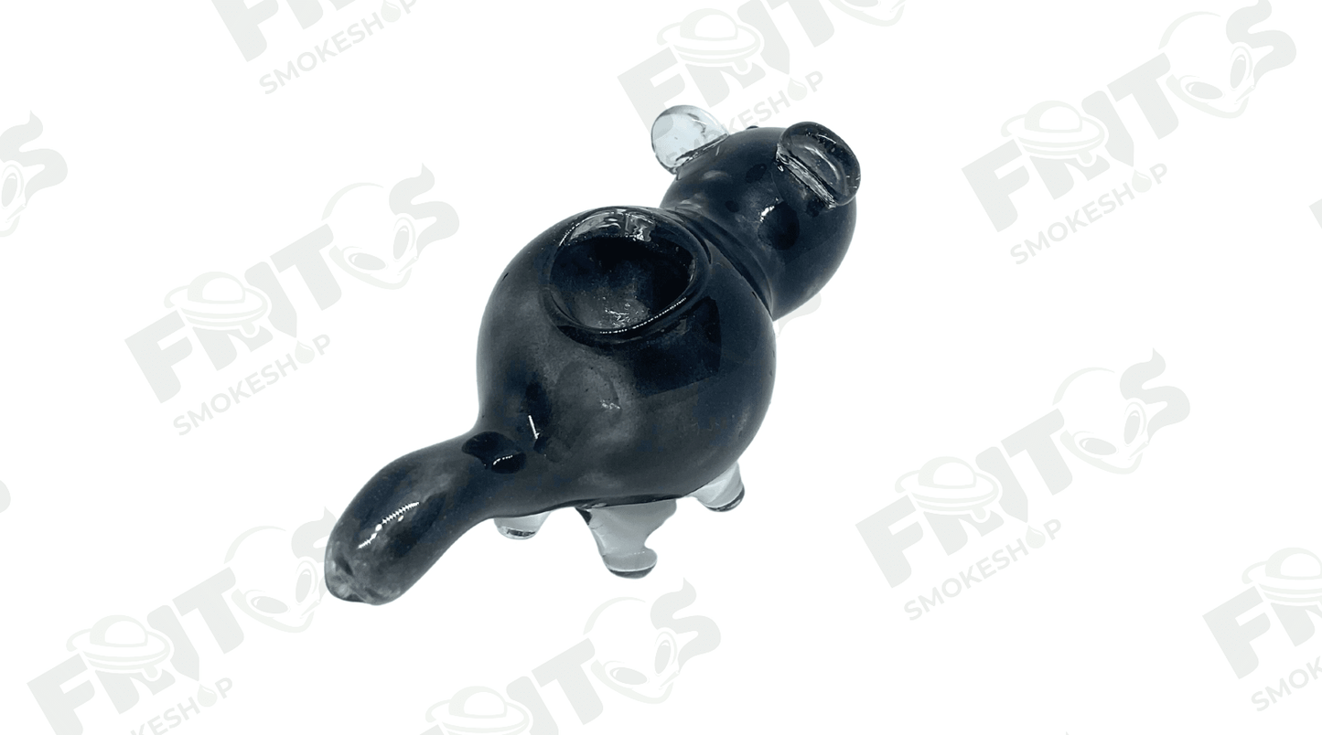 Pipa de vidrio con diseño de ratón negro - Fritos Club Smoke Shop