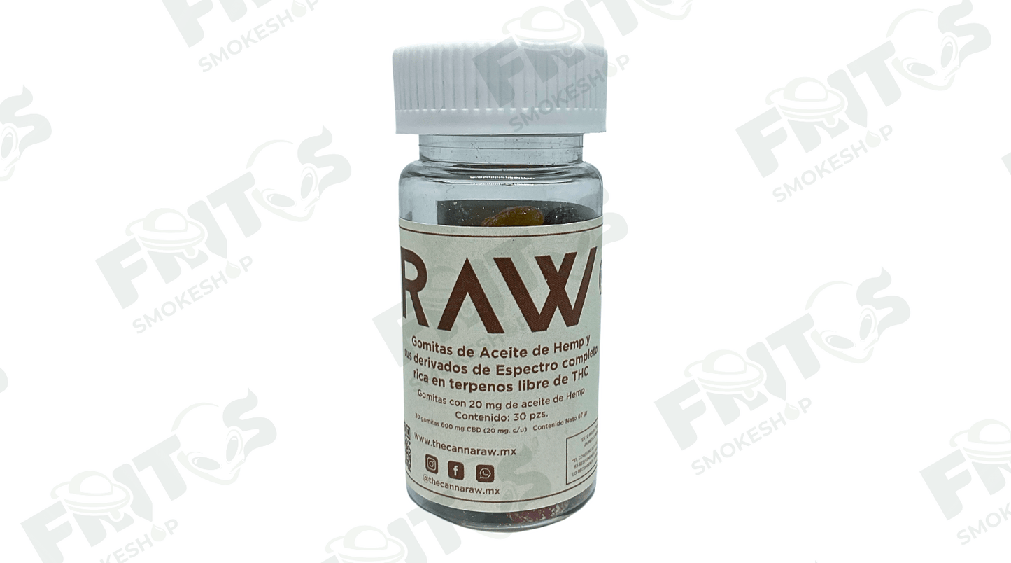 Gomitas de aceite de hemp CBD 30 pz Canna Raw - Fritos Club Smoke Shop