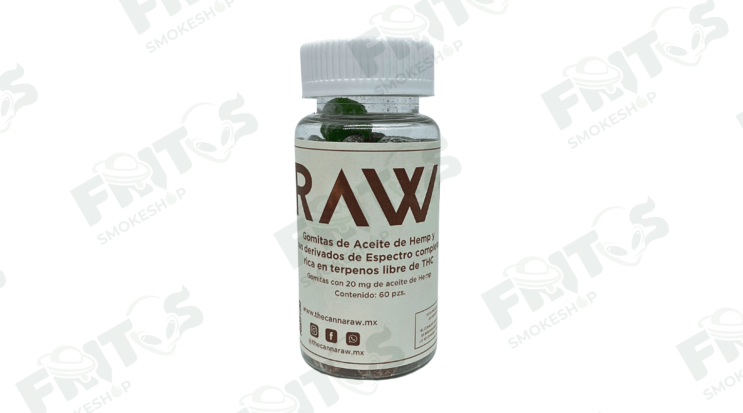 Gomitas de aceite de hemp CBD 60 pz Canna Raw - Fritos Club Smoke Shop